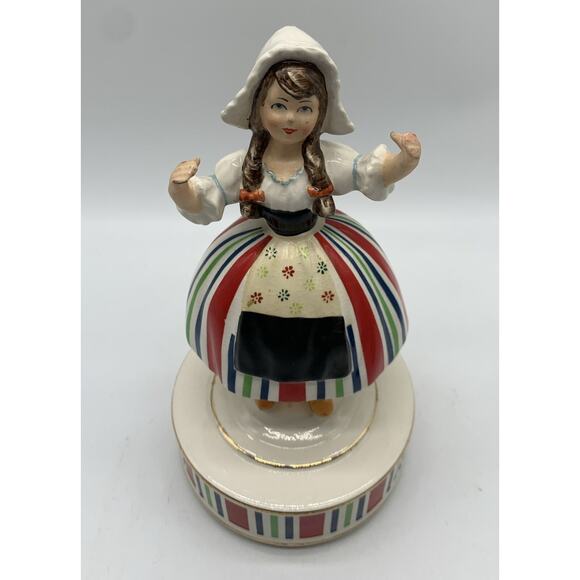 Vtg Schmid Dutch Girl Musical Figurine Tip To Through The Tulips Plays Crazing - Picture 2 of 7